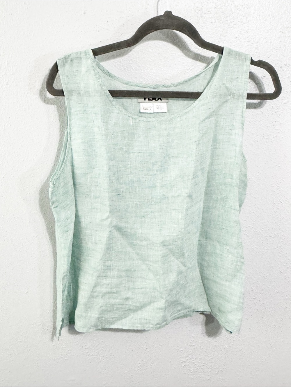 Flax Light Mint Linen Tank Top small